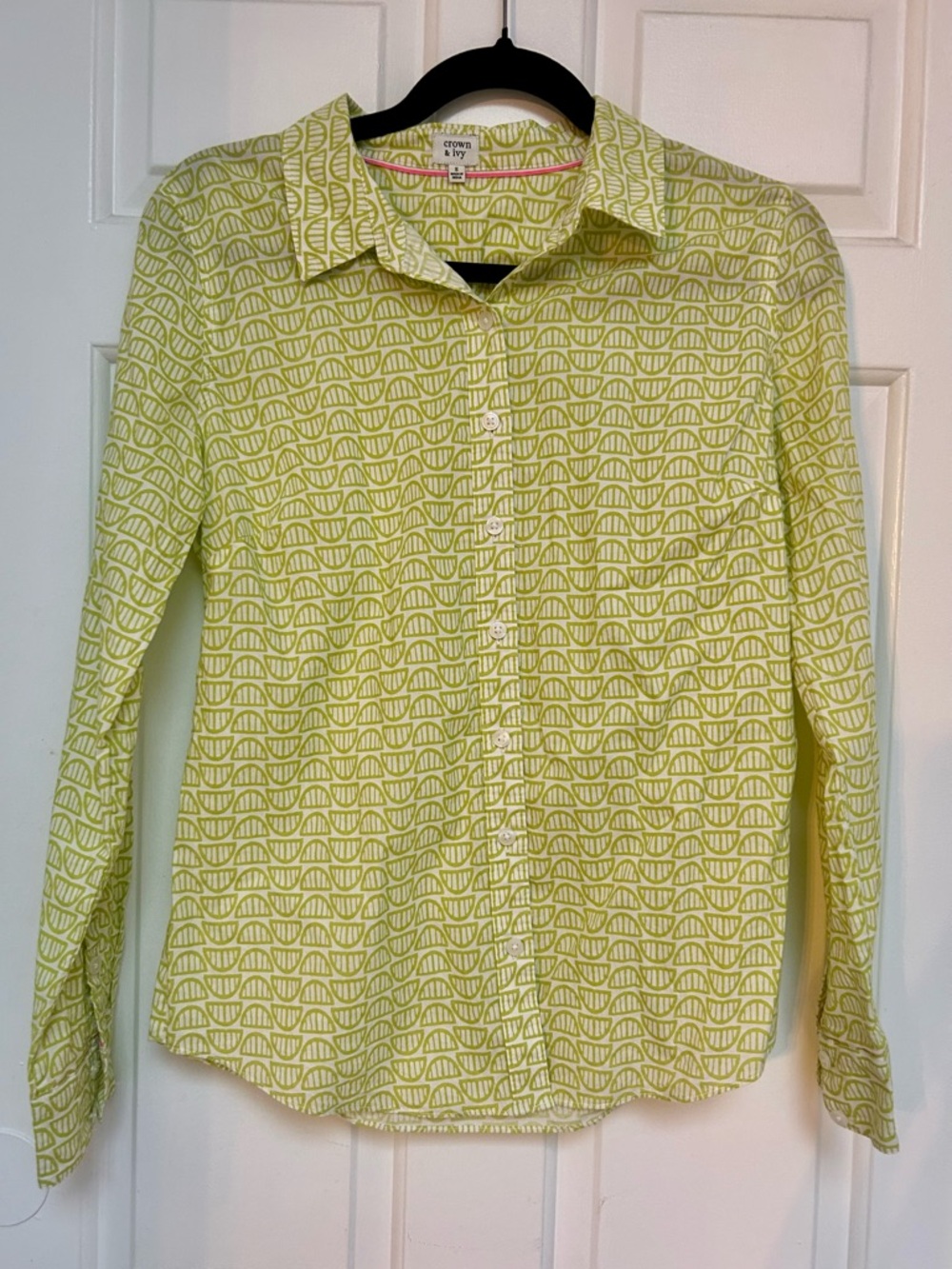 Crown & Ivy Button 100% Cotton Button Down Citrus Size S